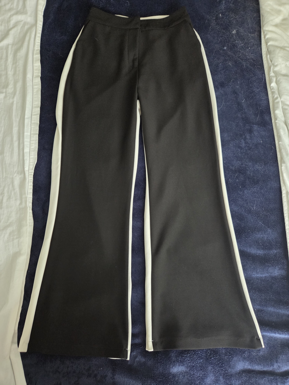 AKIRA Black Wide Leg Pants with White Side Stripes